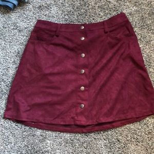 Burgundy Button Up Skirt